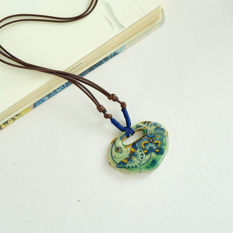 Porcelain Peony Pendant Necklace