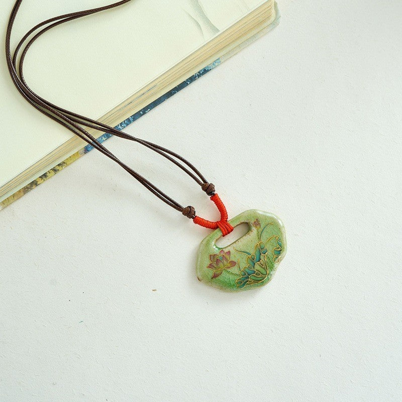 Porcelain Peony Pendant Necklace