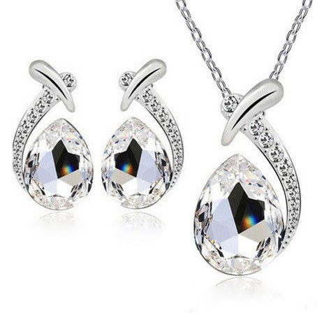 Crystal Ribbon Teardrop Jewelry Set