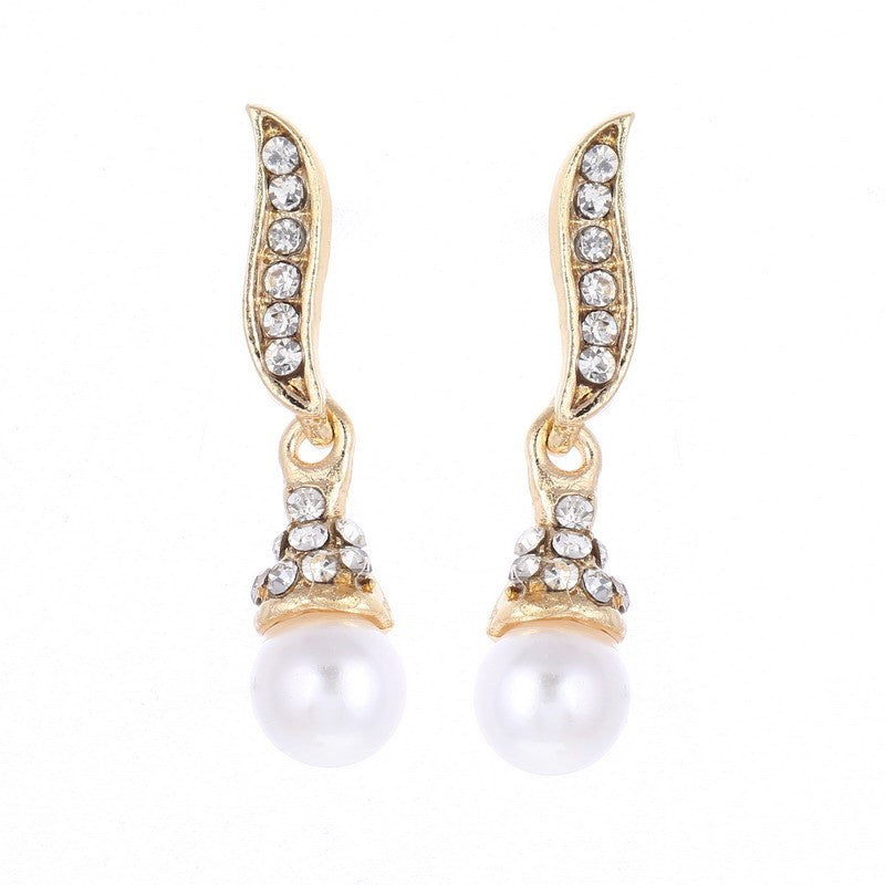 Rhinestone Vine Pearl Jewelry Set