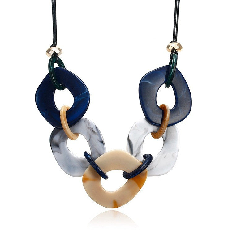 Marbled Square Link Necklace
