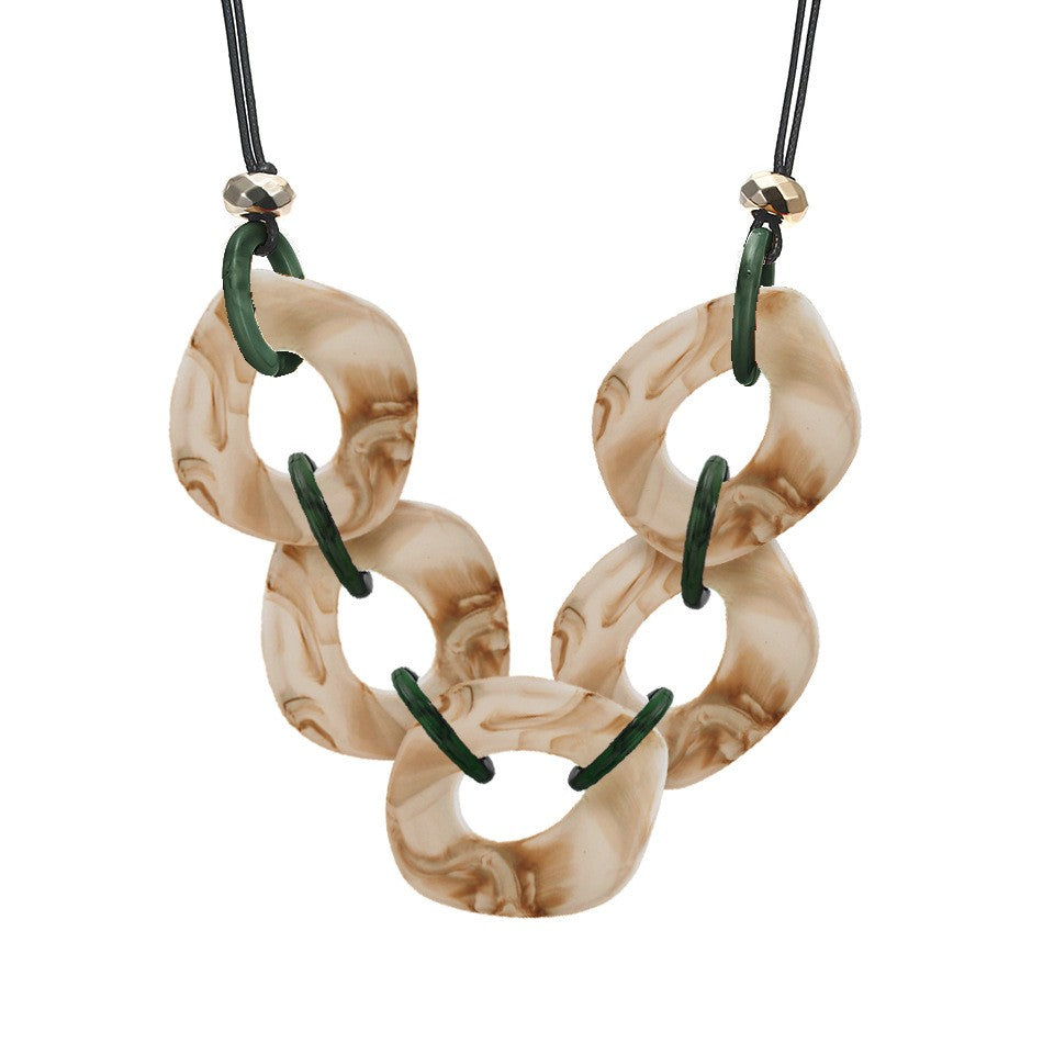 Marbled Square Link Necklace