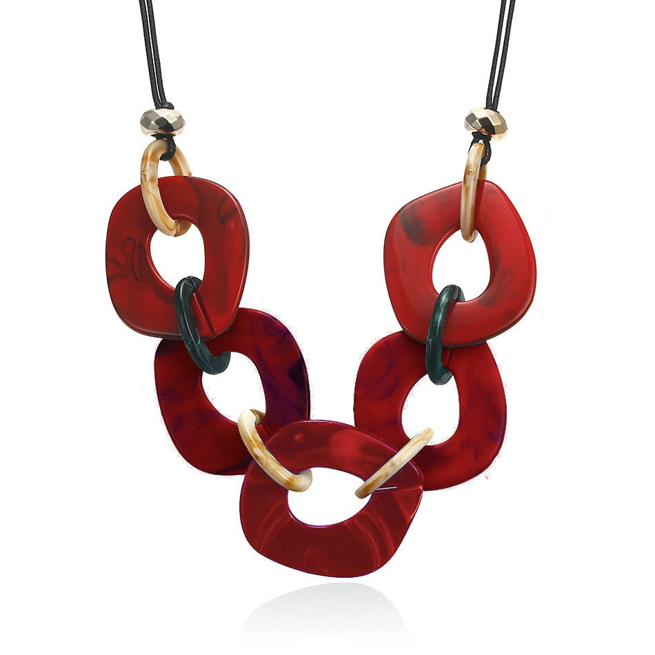 Marbled Square Link Necklace