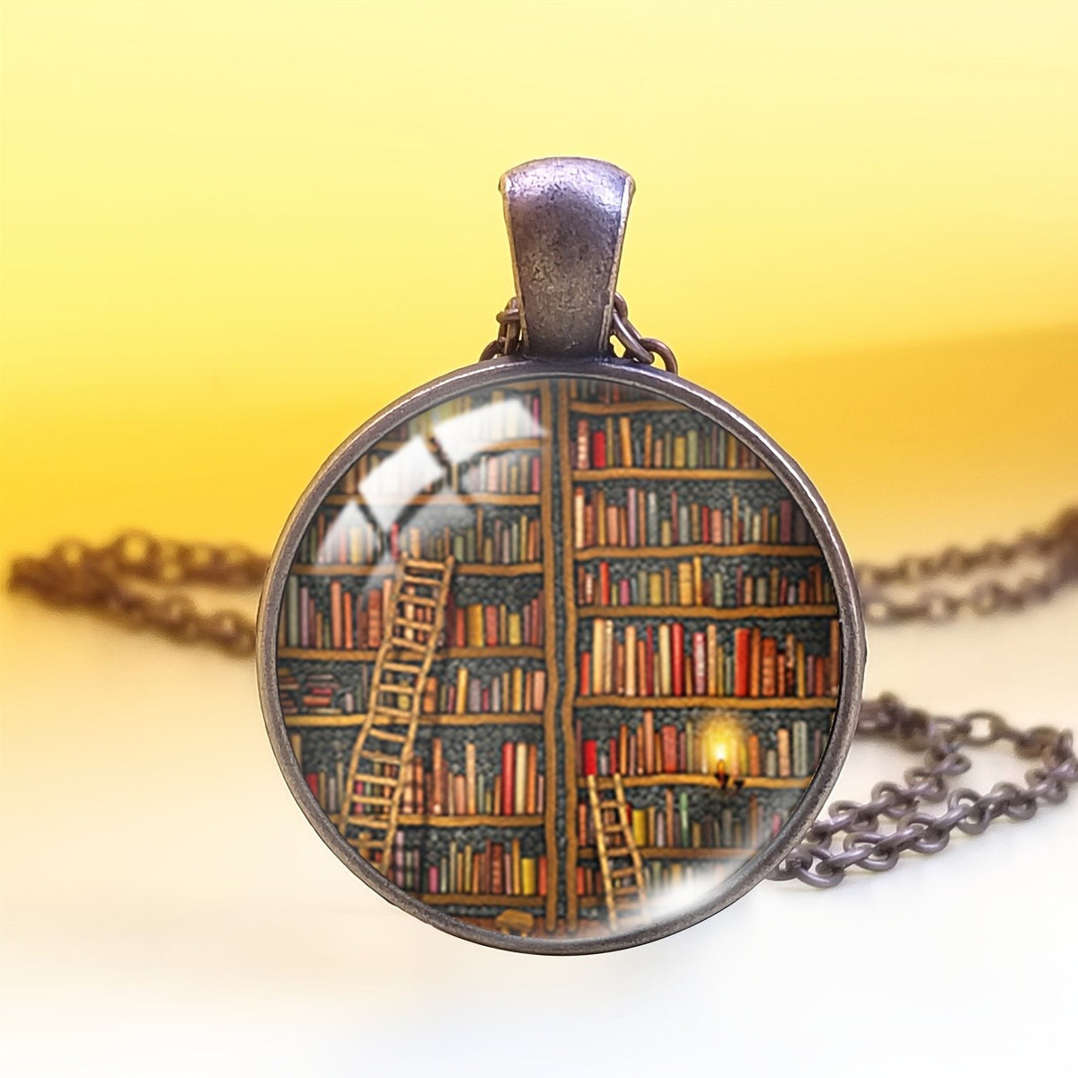 Vintage Library Pendant Necklace