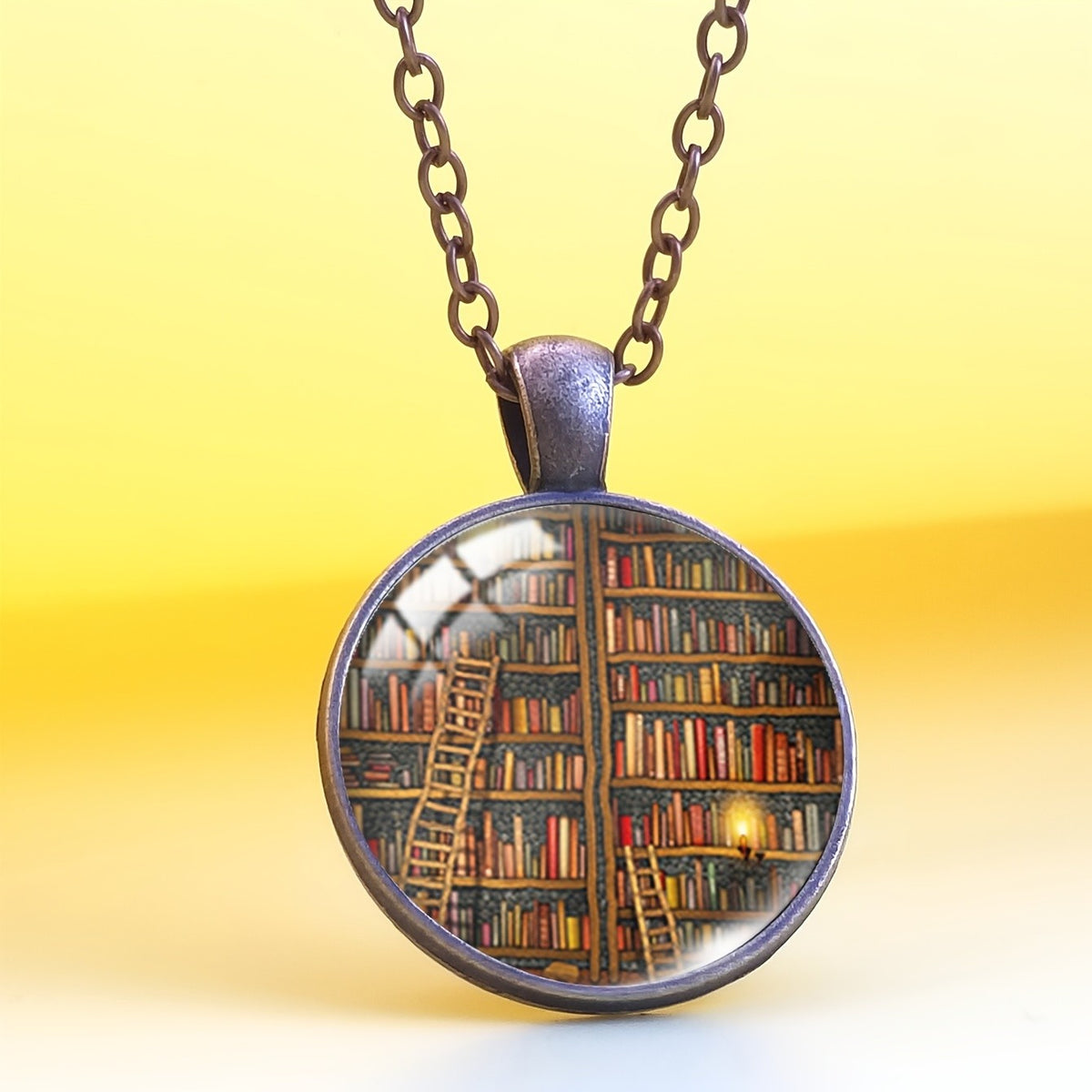 Vintage Library Pendant Necklace