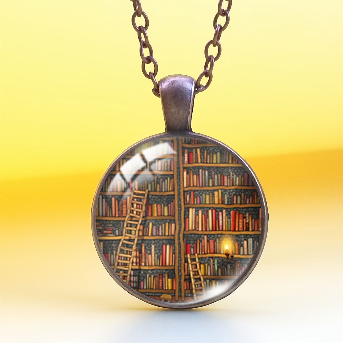 Vintage Library Pendant Necklace