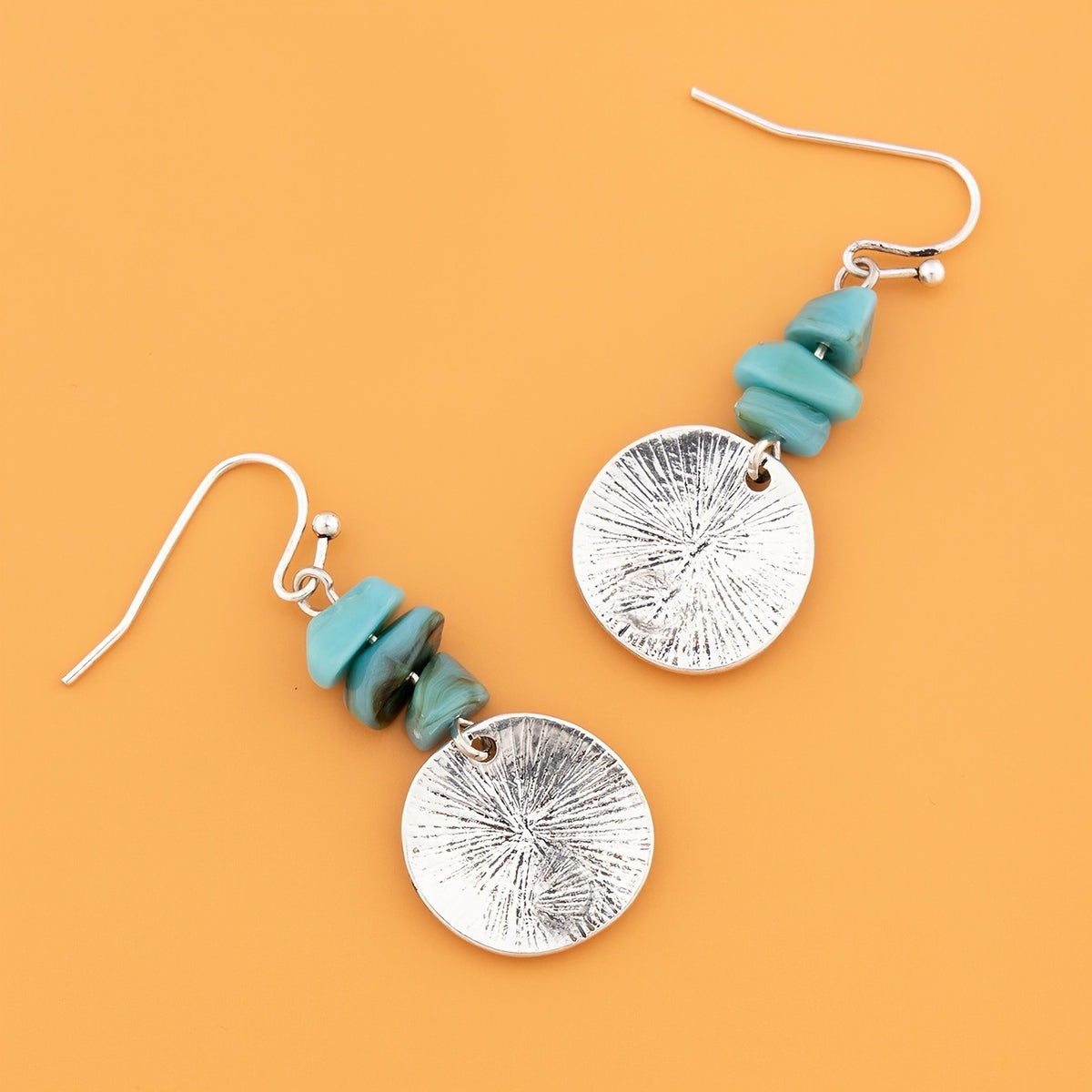 Turquoise Spiral Disc Earrings