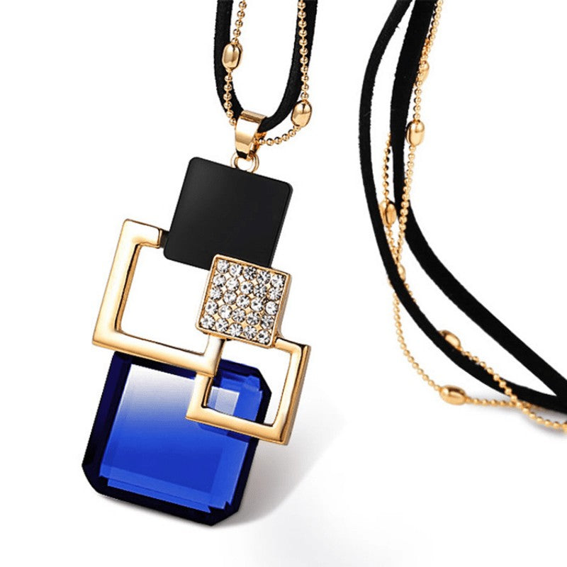 Crystal Geometric Square Necklace