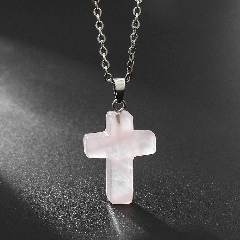 Variegated Stone Cross Necklace