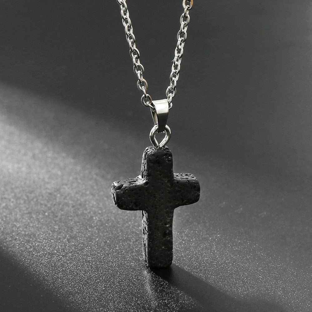 Variegated Stone Cross Necklace