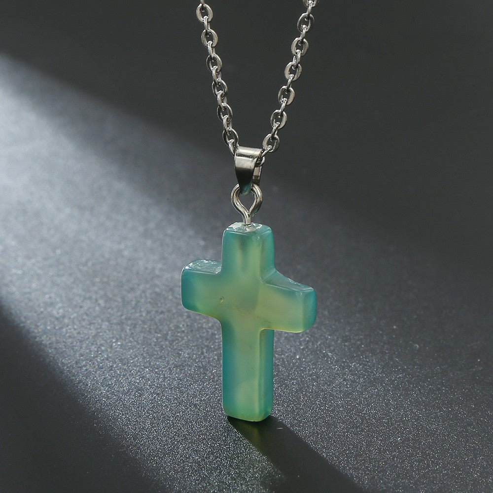 Variegated Stone Cross Necklace