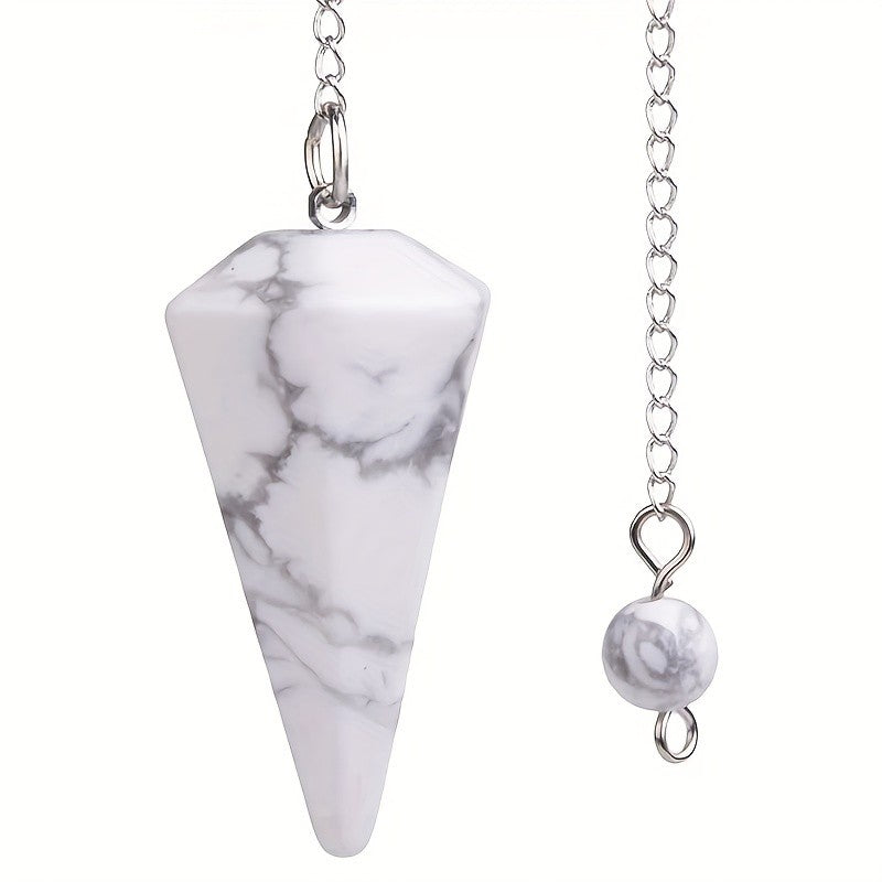 White Marbled Stone Pendulum Pendant