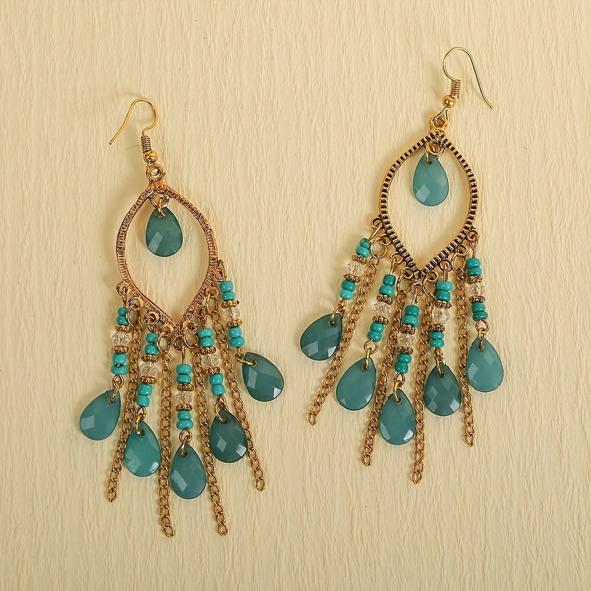 Teardrop Stone Cascade Earrings