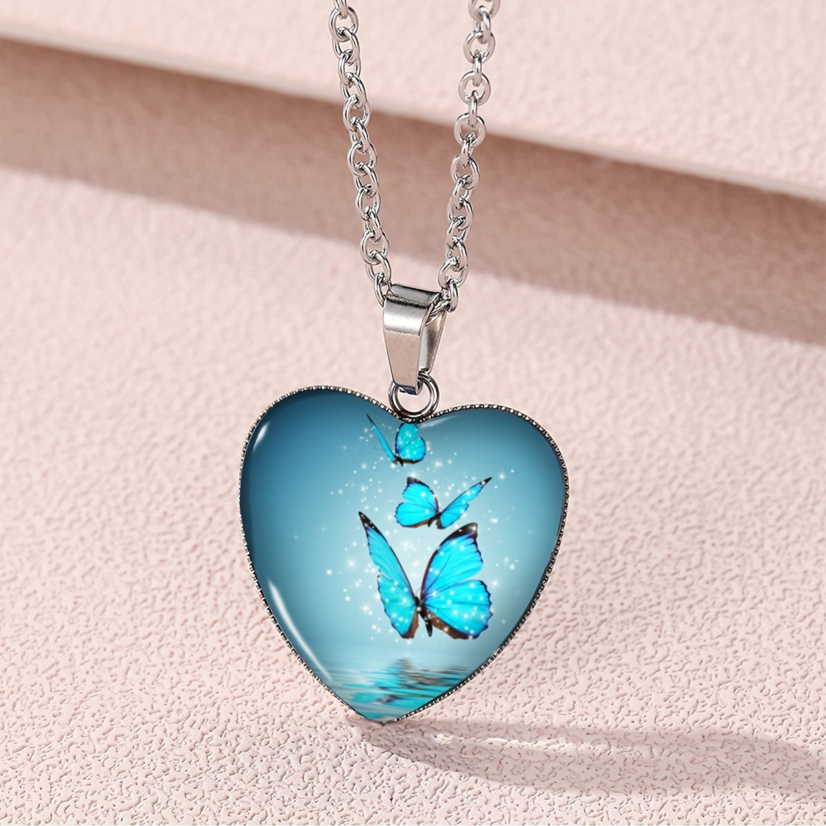 Butterfly Glass Heart Jewelry Set