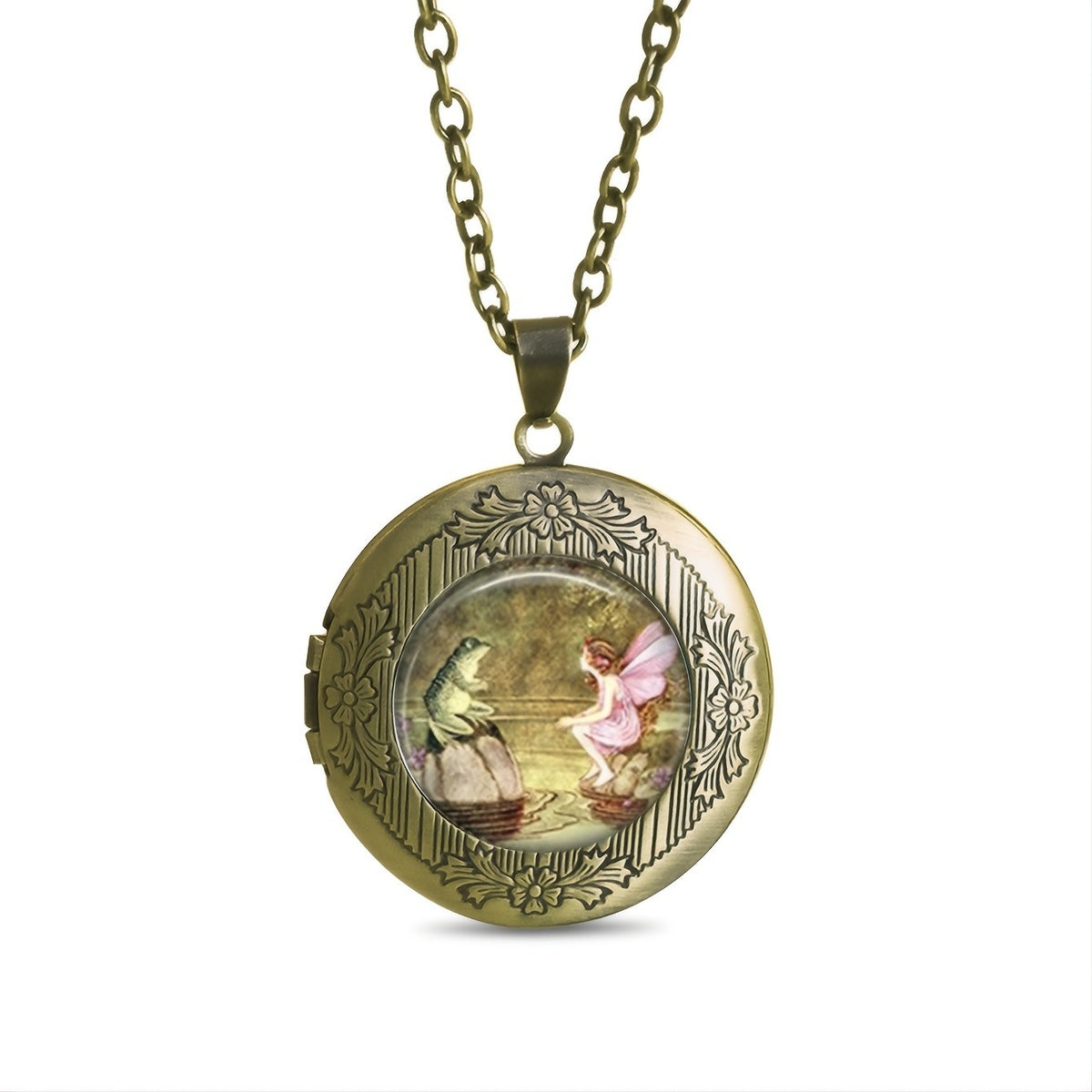 Fairy and Frog Locket Necklace