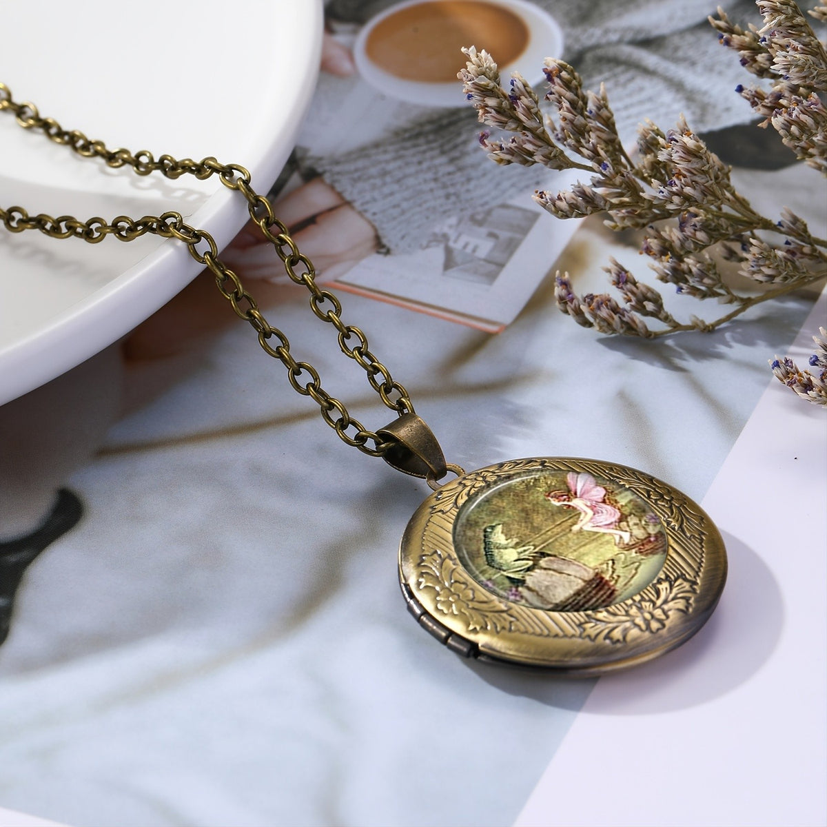 Fairy and Frog Locket Necklace