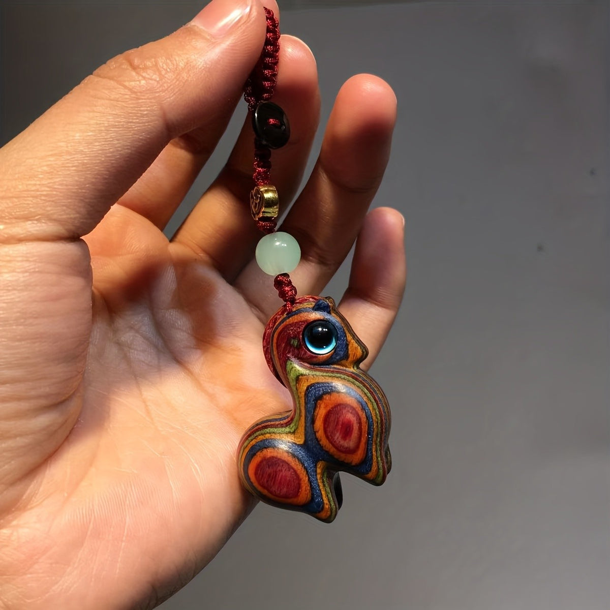 Colorful Wooden Horse Keychain