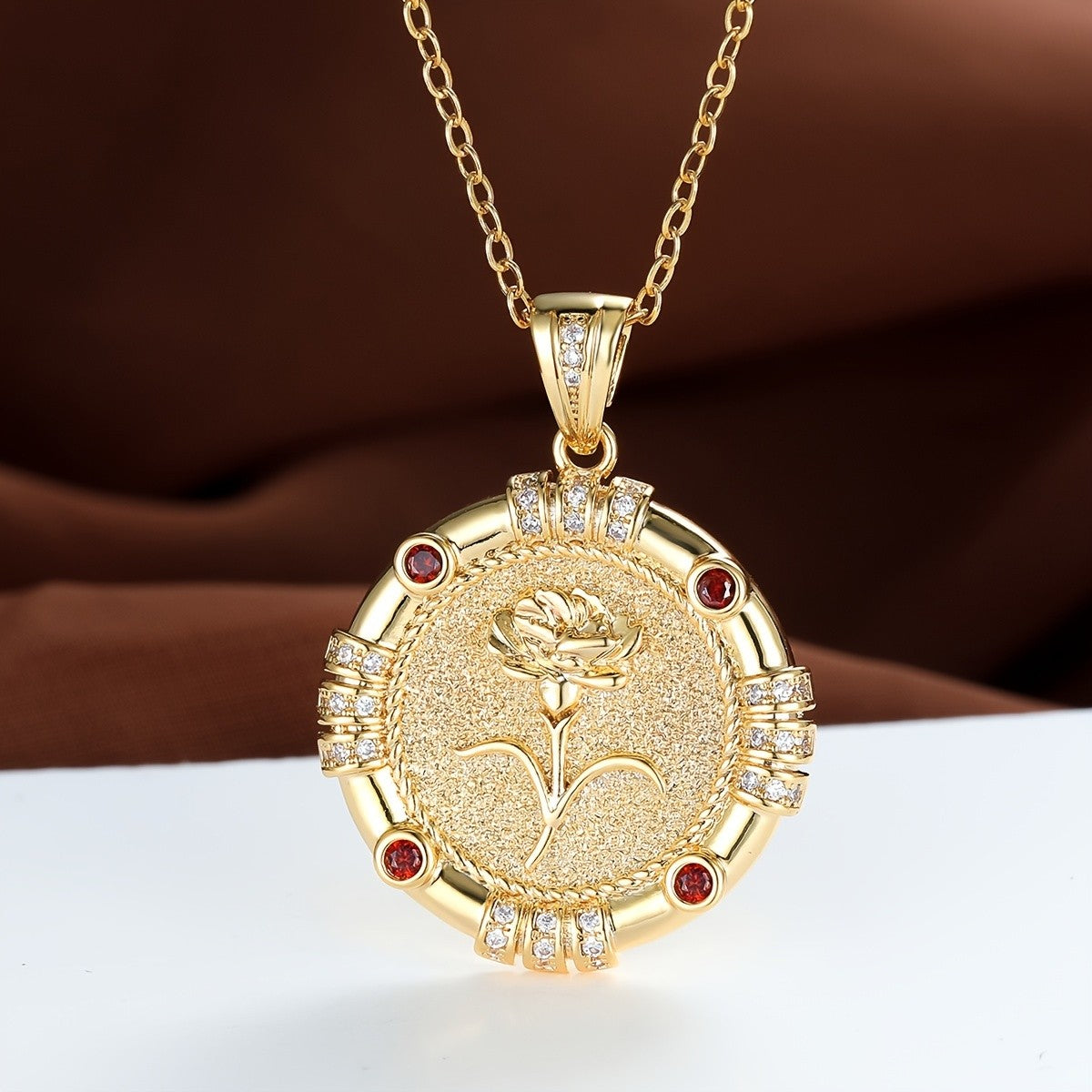 Birth Flower Disc Necklace