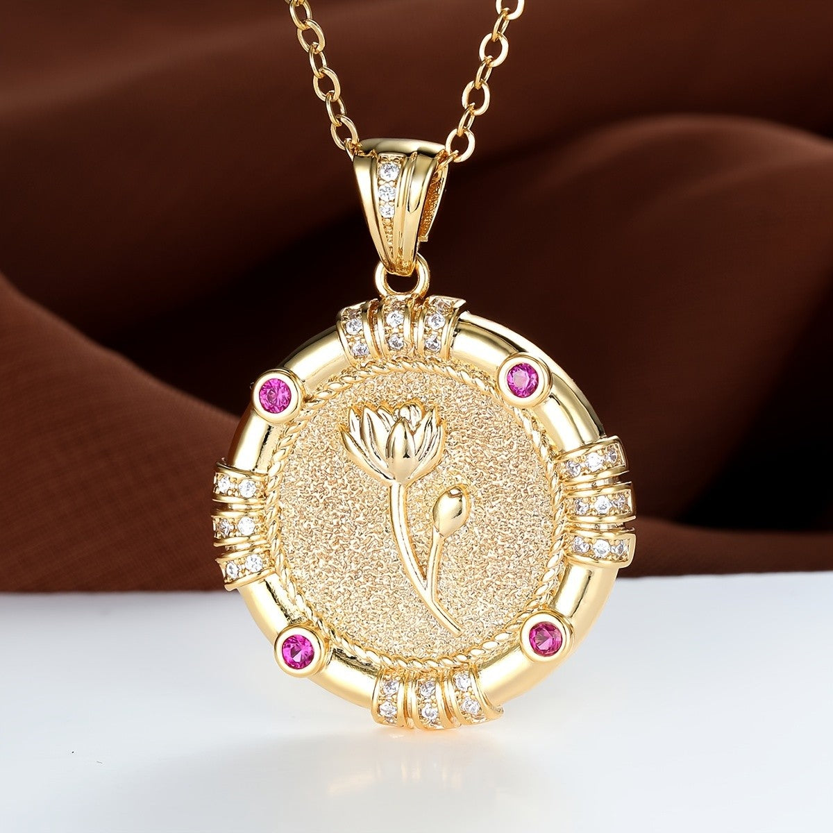 Birth Flower Disc Necklace