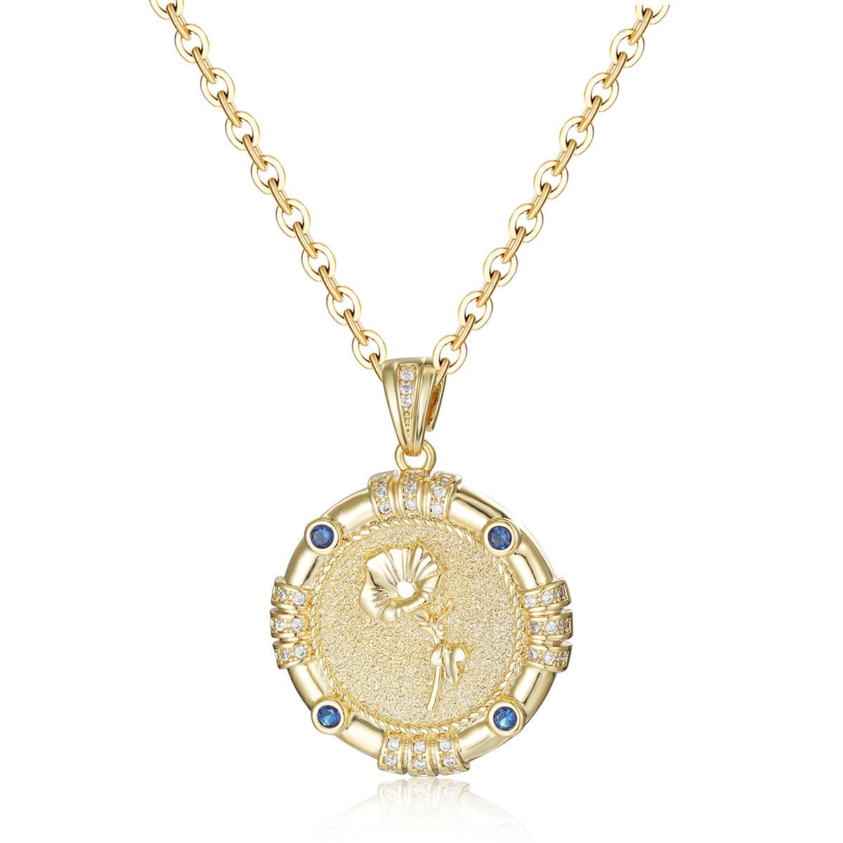 Birth Flower Disc Necklace