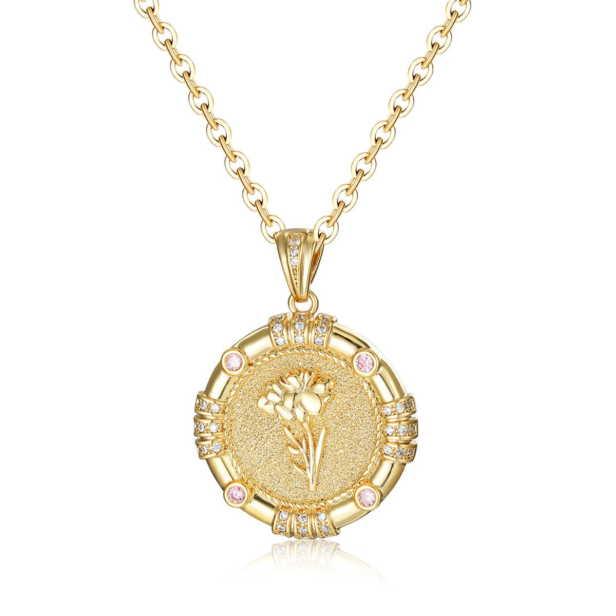 Birth Flower Disc Necklace