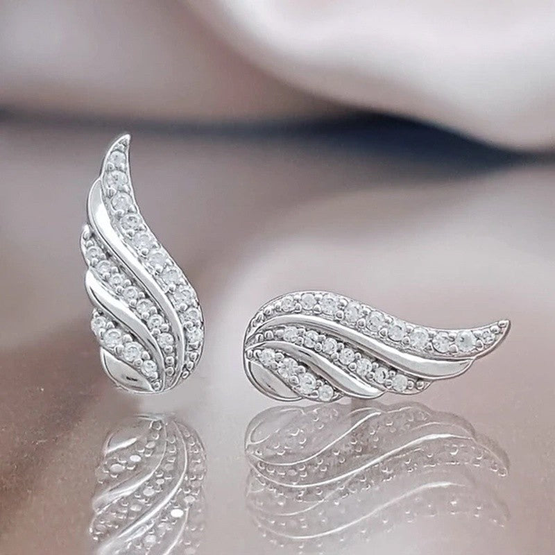 Crystal Feather Wing Earrings