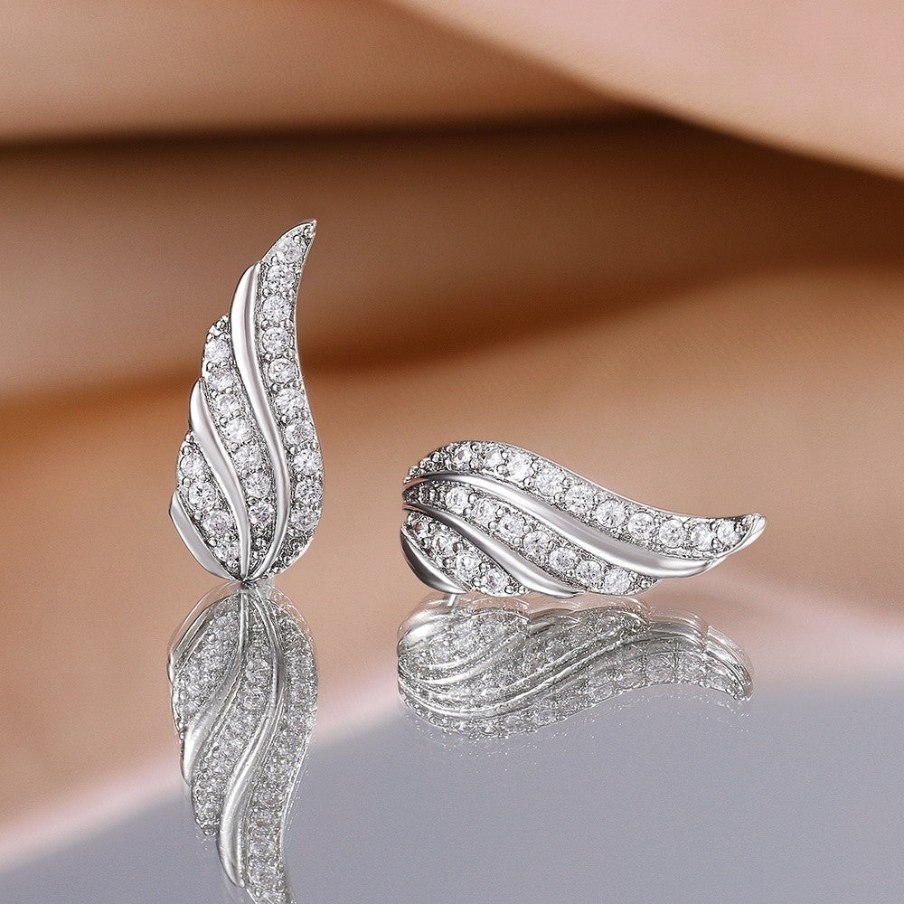 Crystal Feather Wing Earrings