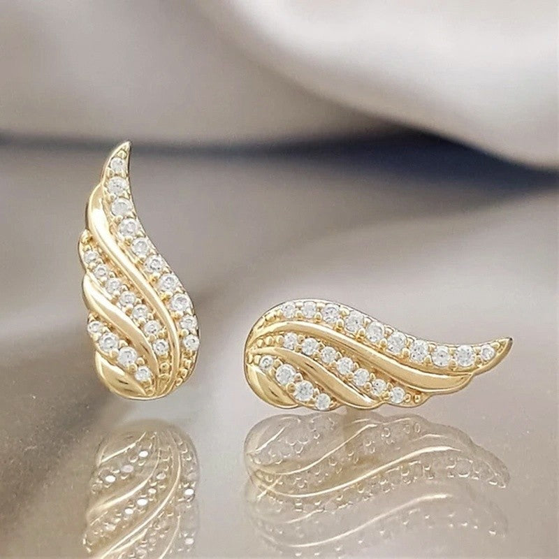 Crystal Feather Wing Earrings