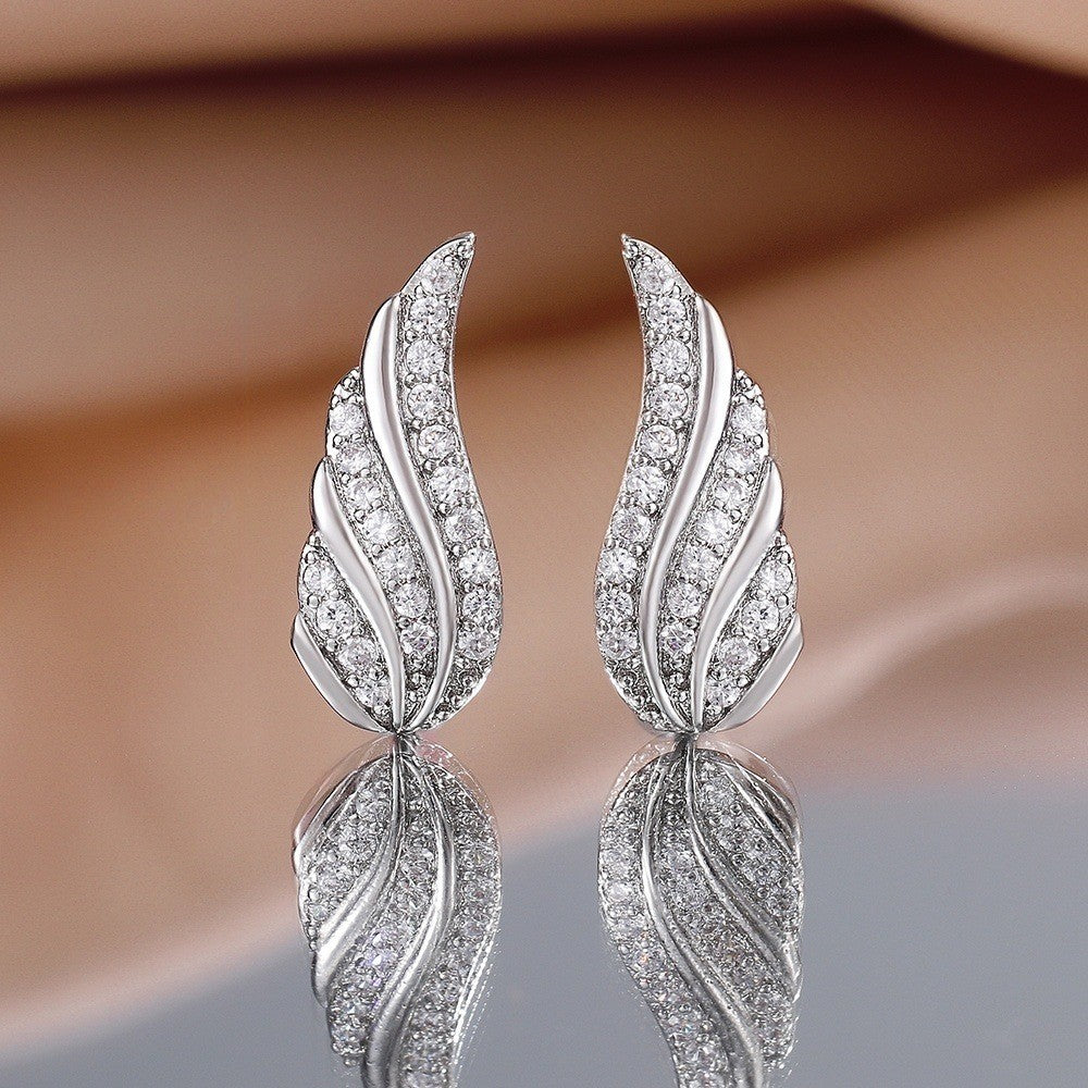 Crystal Feather Wing Earrings