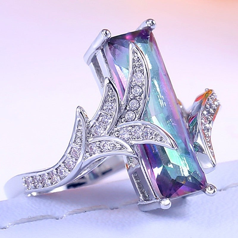 Iridescent Emerald Cut Statement Ring