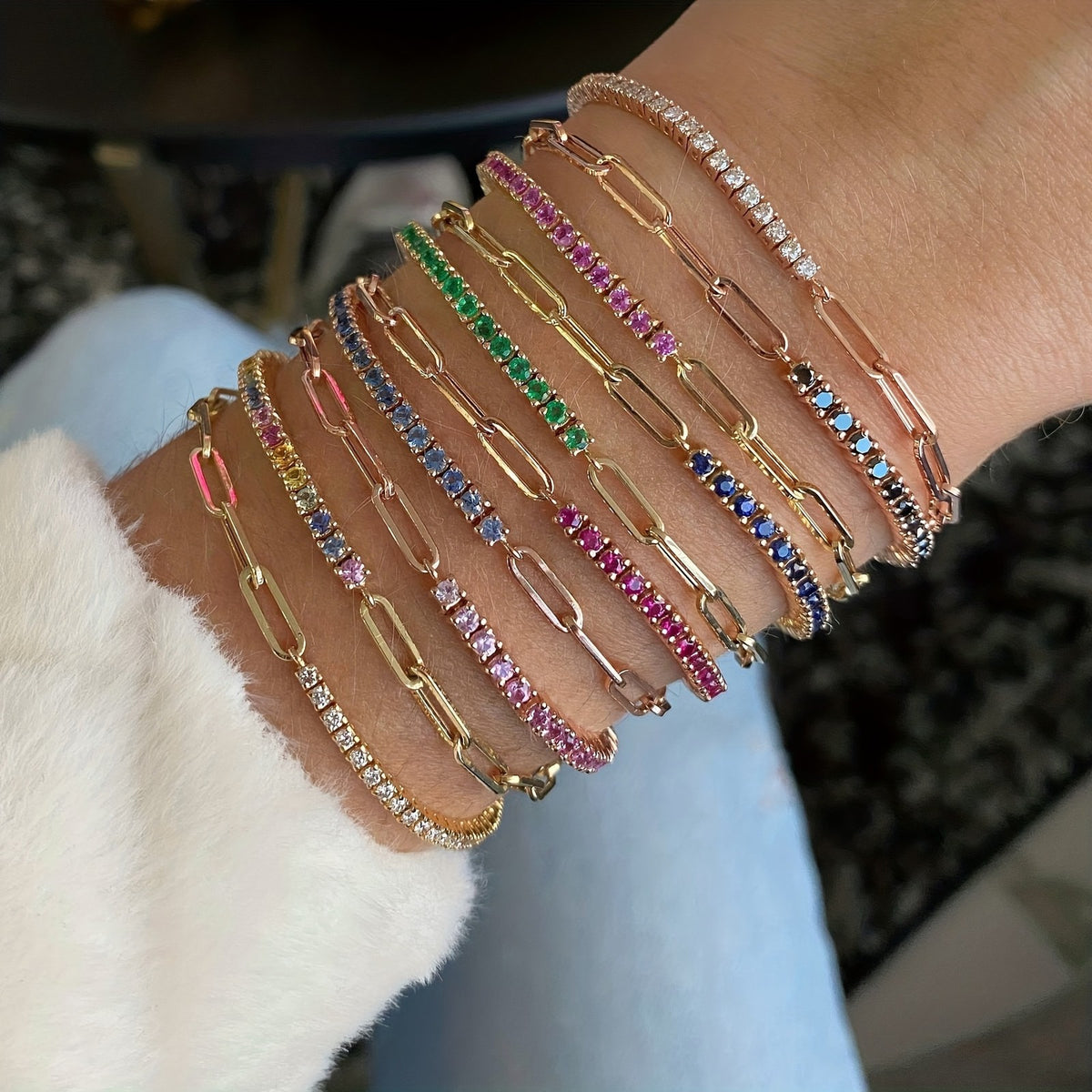 Crystal Paperclip Link Bracelet