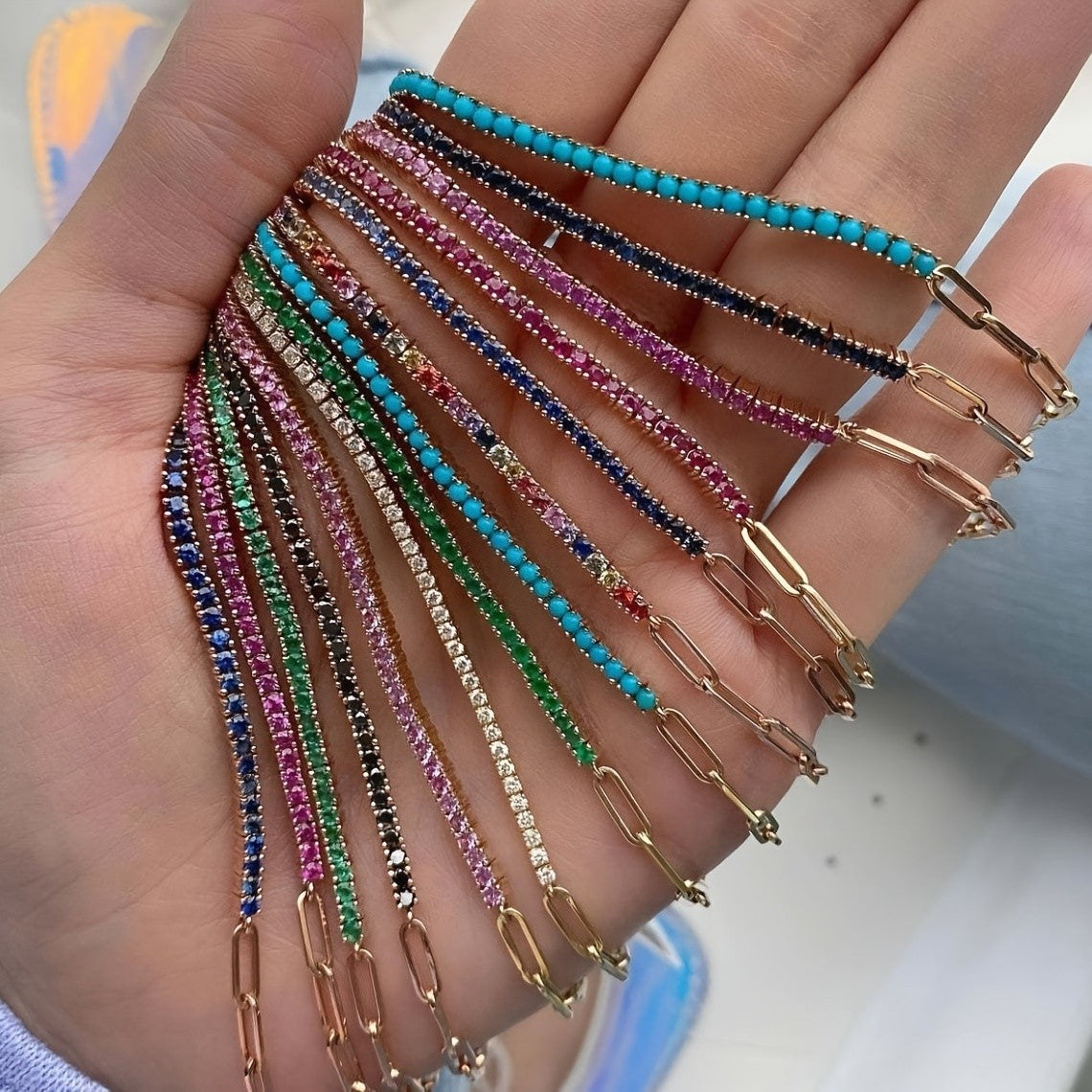Crystal Paperclip Link Bracelet