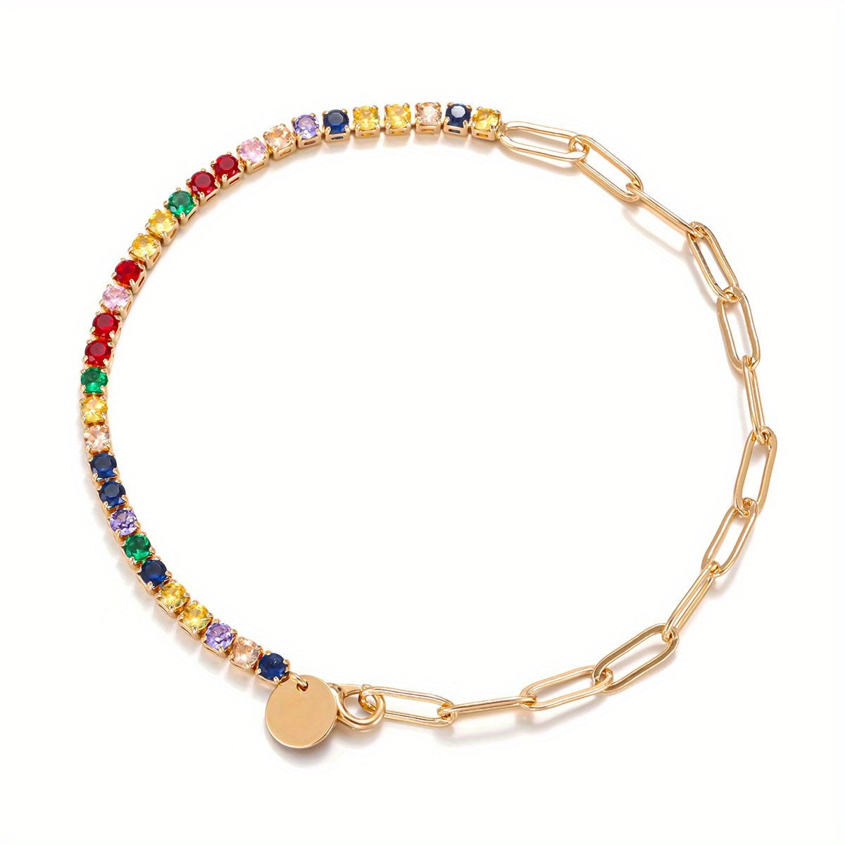 Crystal Paperclip Link Bracelet