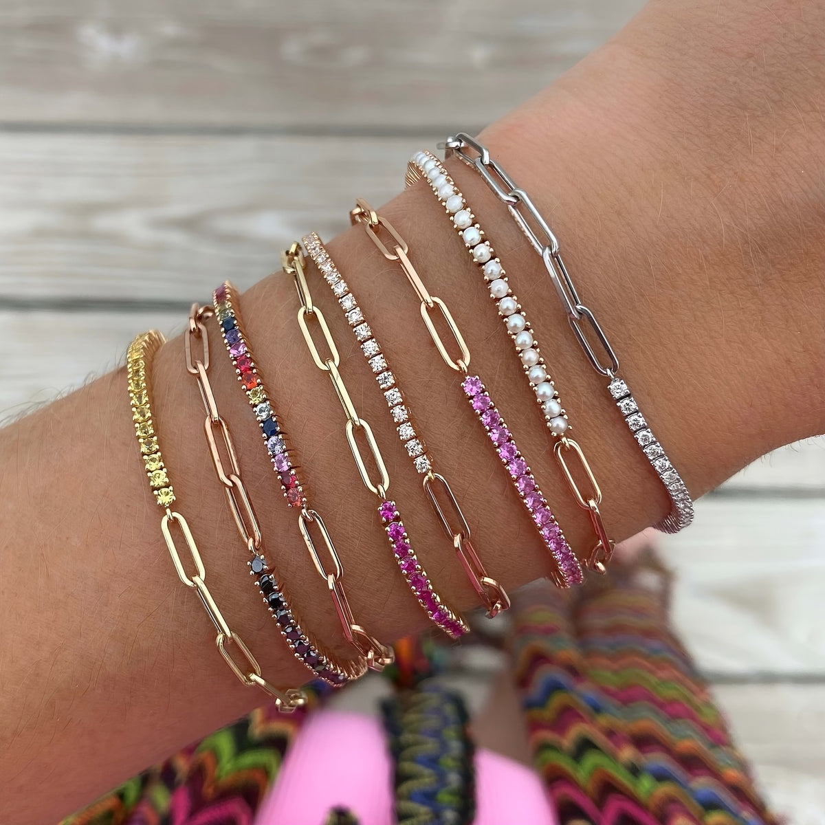 Crystal Paperclip Link Bracelet