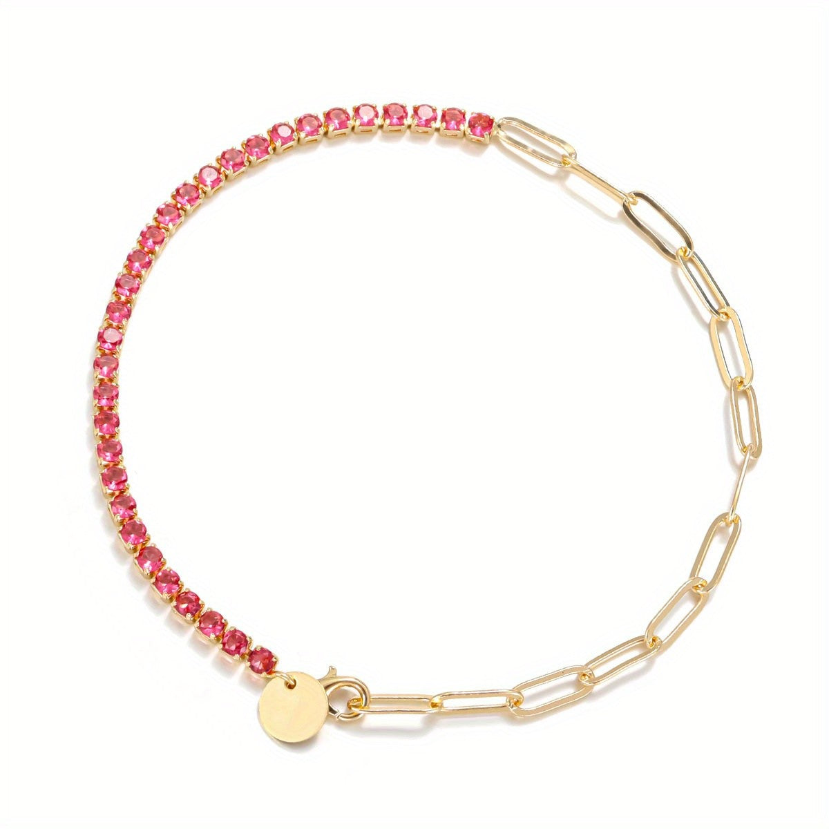 Crystal Paperclip Link Bracelet