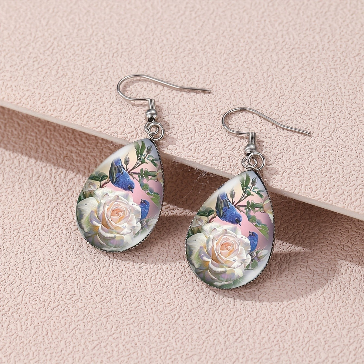 Sunflower & Hummingbird Glass Earrings