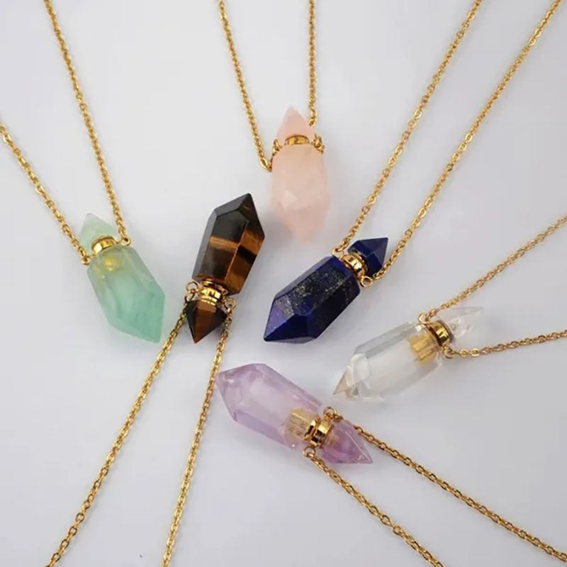 Natural Stone Crystal Pendant Necklace