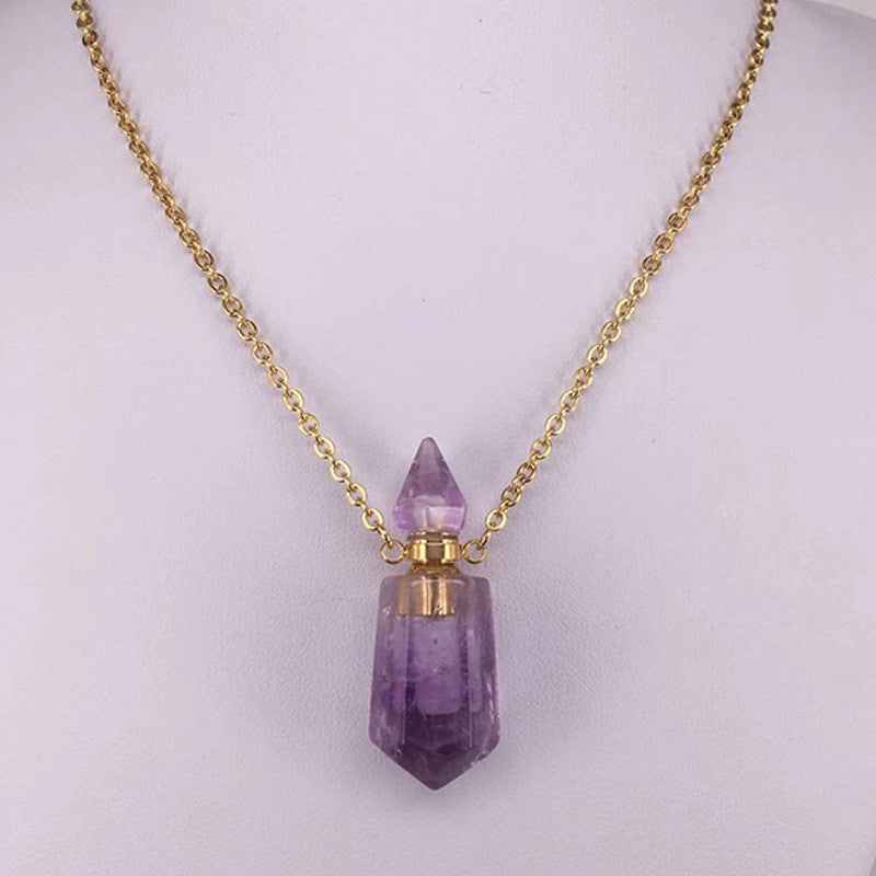 Natural Stone Crystal Pendant Necklace
