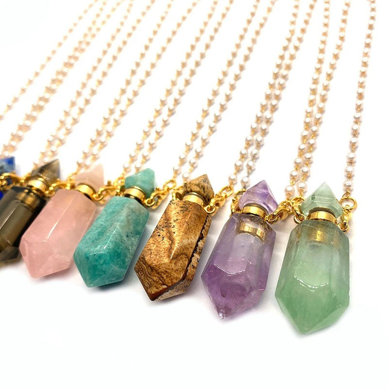 Natural Stone Crystal Pendant Necklace