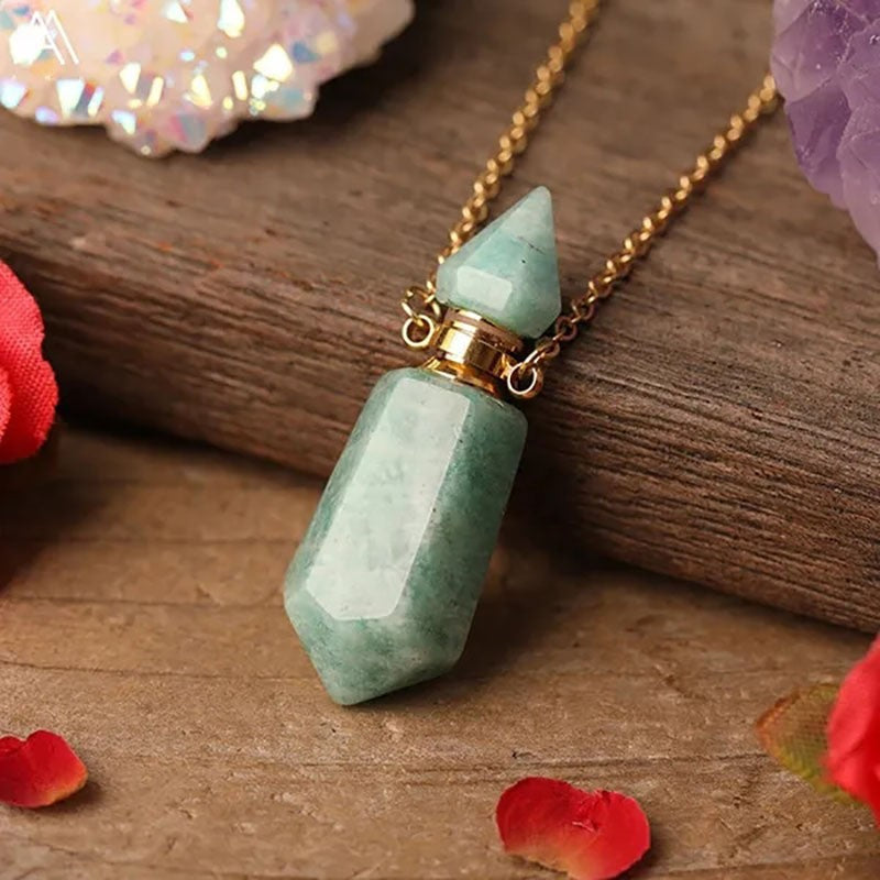 Natural Stone Crystal Pendant Necklace