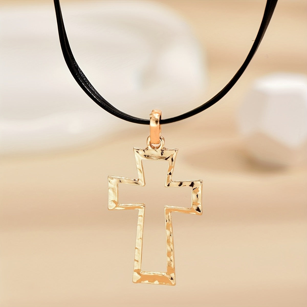Gold-Tone Cross Cord Necklace