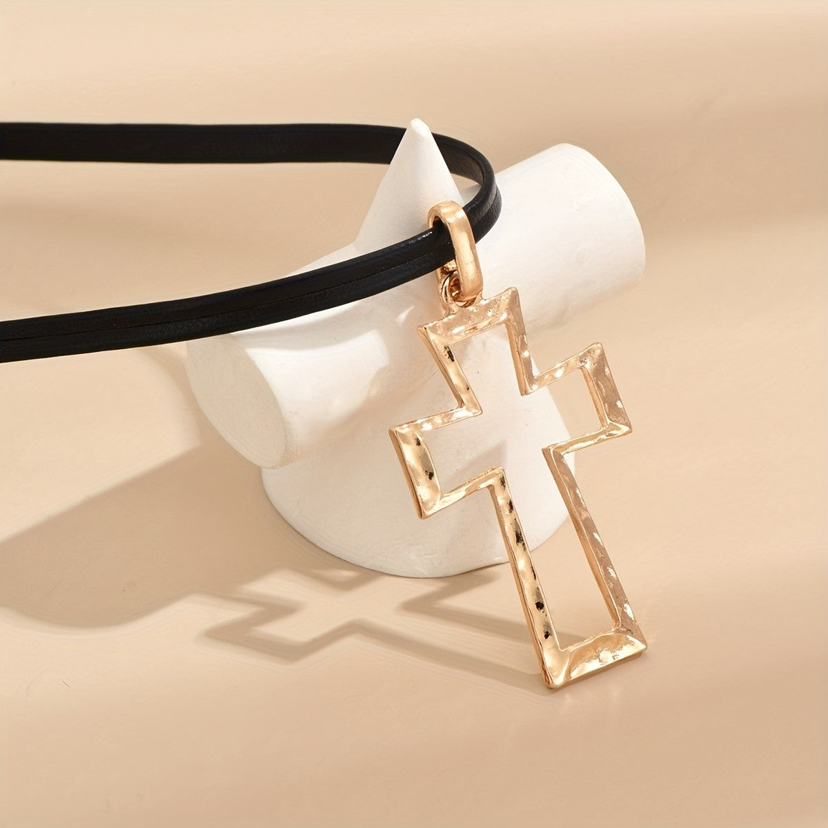 Gold-Tone Cross Cord Necklace