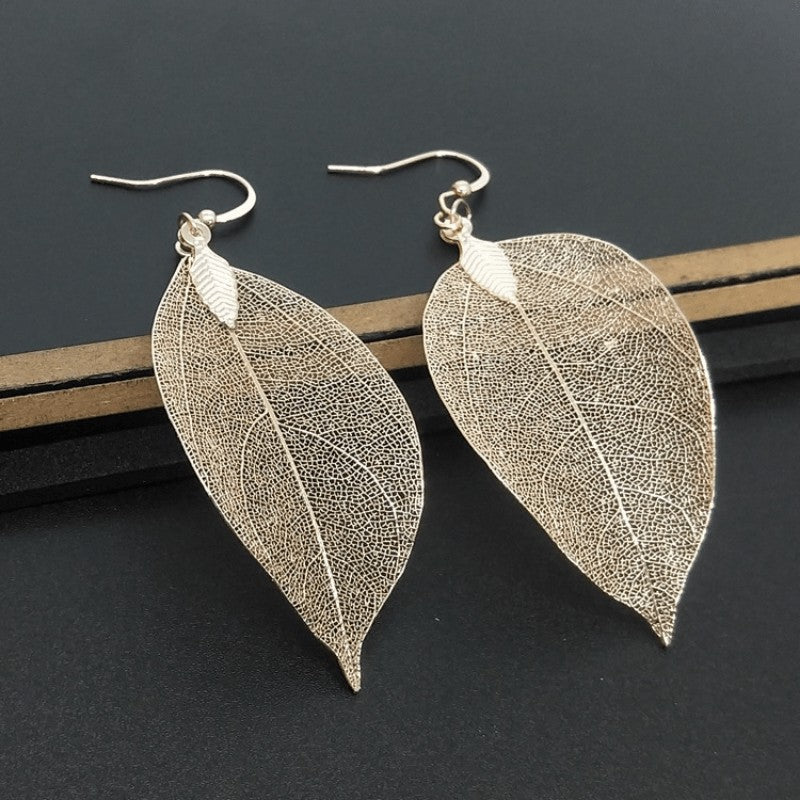 Skeleton Leaf Drop Earrings