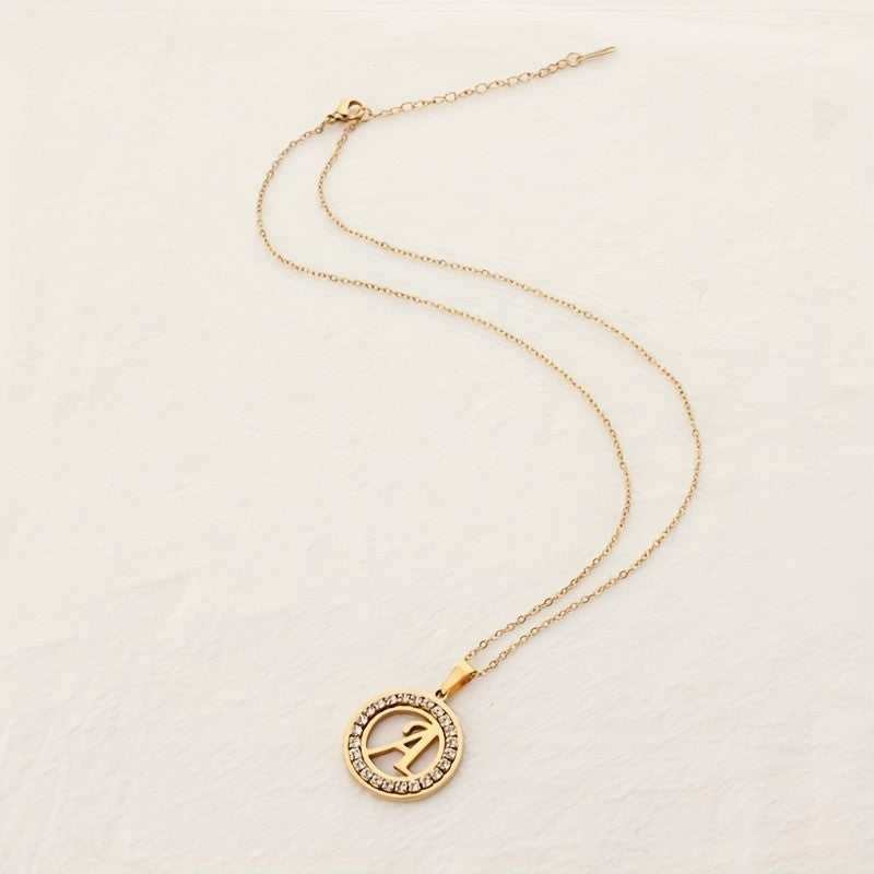 Crystal Initial Ring Necklace