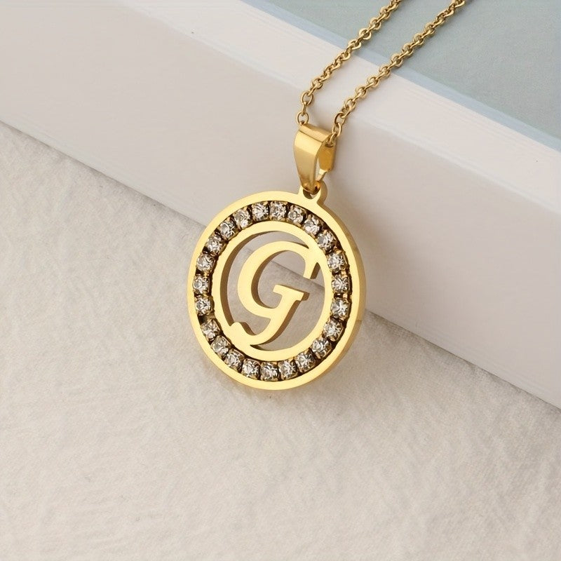 Crystal Initial Ring Necklace