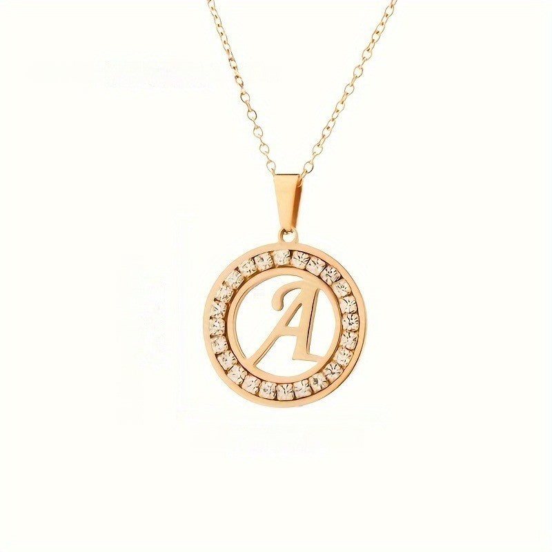 Crystal Initial Ring Necklace