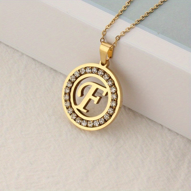 Crystal Initial Ring Necklace