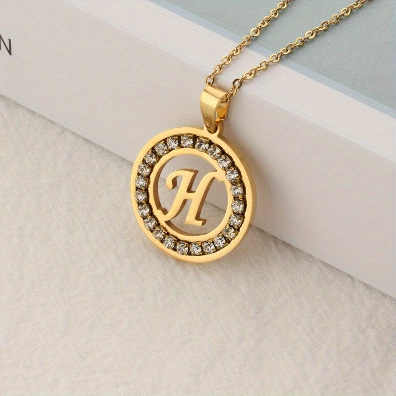 Crystal Initial Ring Necklace