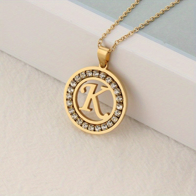 Crystal Initial Ring Necklace