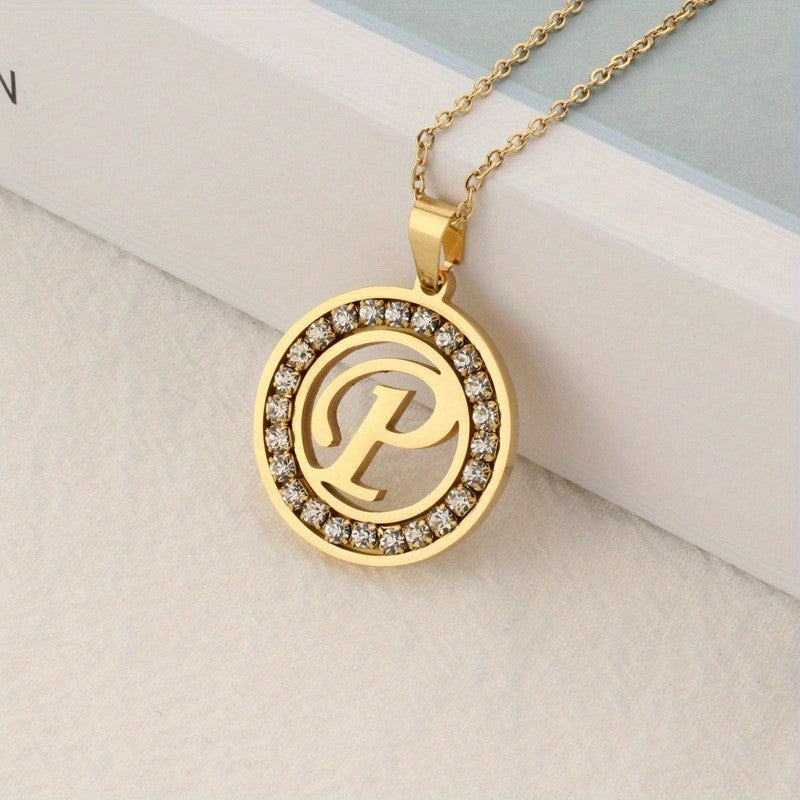 Crystal Initial Ring Necklace